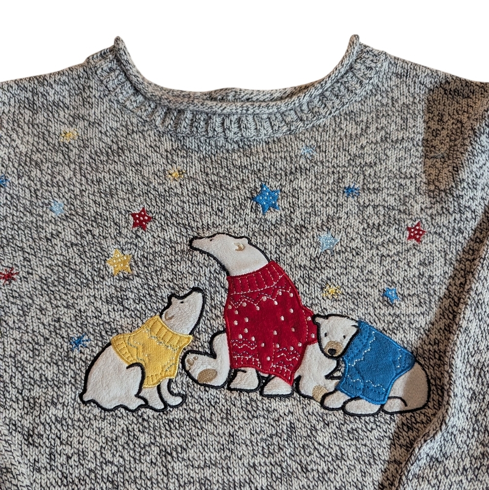 🐻❄️ Christopher & Banks Polar Bear Knit Sweater | Cozy Winter Novelty | Women’s - Picture 3 of 9